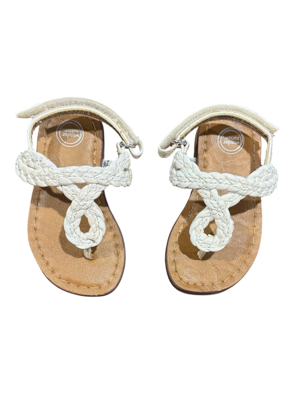 Baby Braided Toe-Loop Sandals in White